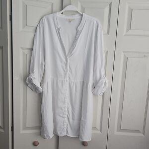 Women's Side Stitch Los Angeles - White Tencel Shirt Dress (XL). #0425